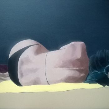 Pintura titulada "nu couche de dos" por Roland Guyomard, Obra de arte original, Acrílico