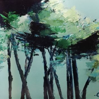 Malerei mit dem Titel "Arbres 3" von Roland Guyomard, Original-Kunstwerk, Acryl