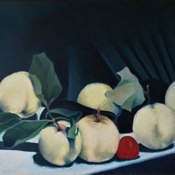 Peinture intitulée "Pomme d'Août 1" par Roland Guyomard, Œuvre d'art originale, Huile
