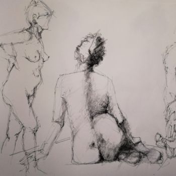 Drawing titled "nu 8" by Roland Guyomard, Original Artwork, Charcoal