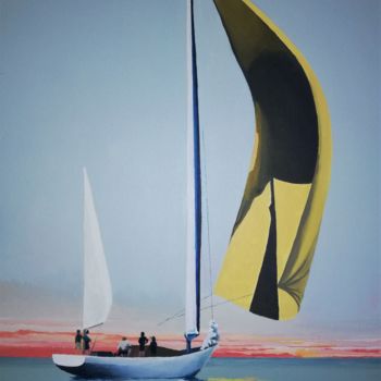 Pittura intitolato "voile jaune" da Roland Guyomard, Opera d'arte originale, Acrilico