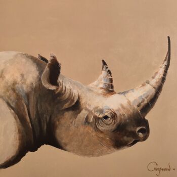 Painting titled "Rhinocéros" by Roland Guyomard, Original Artwork, Acrylic