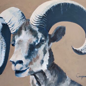 Painting titled "Mouflon" by Roland Guyomard, Original Artwork, Acrylic