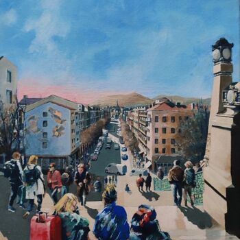 Painting titled "Gare st Charles" by Roland Guyomard, Original Artwork, Acrylic