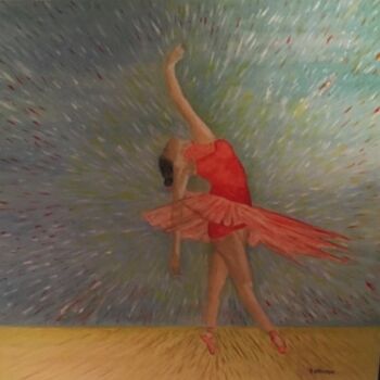 Painting titled "ballerina in the sp…" by Roland Heirman, Original Artwork, Oil Mounted on Wood Stretcher frame