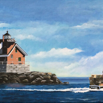 Painting titled "Rockland Harbor Lig…" by Roland Henrion, Original Artwork, Acrylic