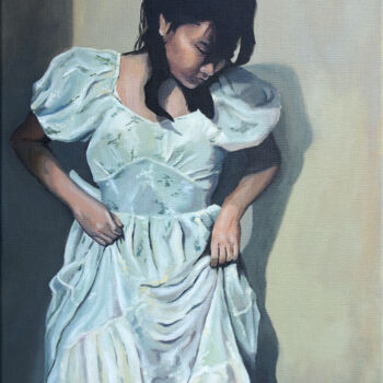 Malerei mit dem Titel "The new dress" von Roland Henrion, Original-Kunstwerk, Acryl