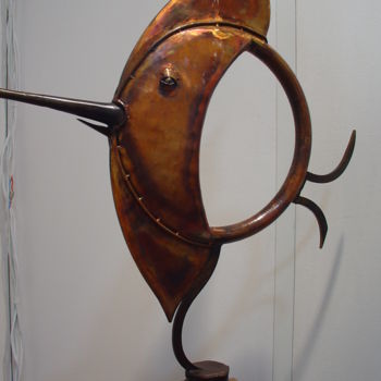 Sculpture titled "Flat fisch" by Issro, Original Artwork, Metals