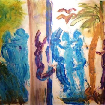 Schilderij getiteld "rythmes-baigneuses" door Orlando, Origineel Kunstwerk, Olie
