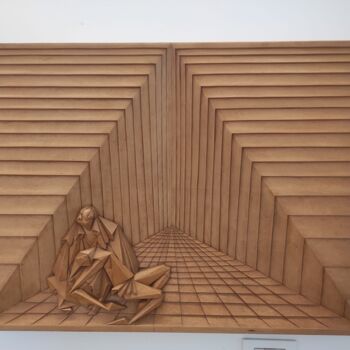 Sculpture titled "Pieta'" by Rolando Sampaolesi, Original Artwork, Wood