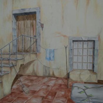 Schilderij getiteld "El Patio" door Rolando García López, Origineel Kunstwerk