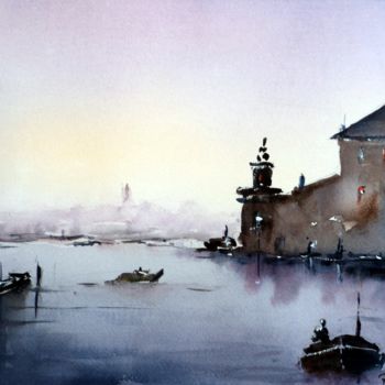 Painting titled "VENISE" by Roland Génieux, Original Artwork, Watercolor