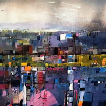 Painting titled "SUBURB" by Rolf Stocker, Original Artwork, Acrylic Mounted on Wood Stretcher frame