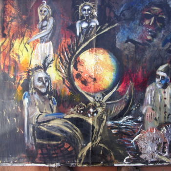 Peinture intitulée "mundo palhaço" par El Rei, Œuvre d'art originale, Huile