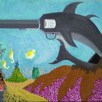 Digital Arts titled "Shark With a Gun fo…" by Rolladutch, Original Artwork