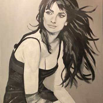 Картина под названием "Penelope Cruz" - Romà Roka, Подлинное произведение искусства, Акрил Установлен на Деревянная рама для…