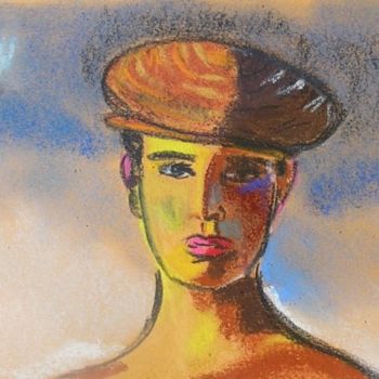 Painting titled "femme casquette" by Roma, Original Artwork