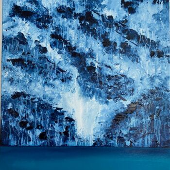 Painting titled "Ice Wall" by Romain Bellet, Original Artwork, Acrylic Mounted on Wood Stretcher frame
