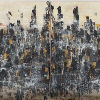 Malerei mit dem Titel "Midnight City" von Romain Bellet, Original-Kunstwerk, Acryl Auf Keilrahmen aus Holz montiert