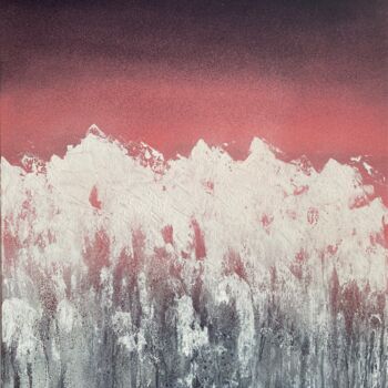 Painting titled "Mountains II" by Romain Bellet, Original Artwork, Acrylic Mounted on Wood Stretcher frame