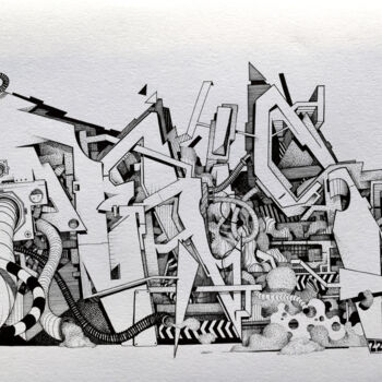 Drawing titled "MECANEiST 22" by Romain Fontaine (Neist), Original Artwork, Ink