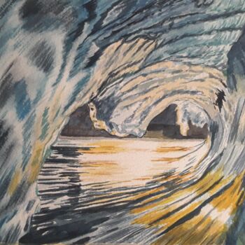 Malerei mit dem Titel "Vague de couleur 4" von Romain Gattone, Original-Kunstwerk, Aquarell