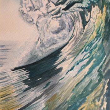 Painting titled "Vague de couleur 5" by Romain Gattone, Original Artwork, Watercolor