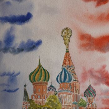 Painting titled "World cup" by Romain Gattone, Original Artwork, Watercolor