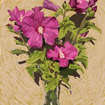 Arts numériques intitulée "hibiscus" par Romain Gires, Œuvre d'art originale, Peinture numérique