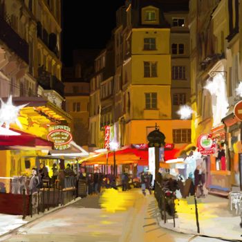 Digitale Kunst mit dem Titel "rue-des-lombard-par…" von Romain Gires, Original-Kunstwerk, Digitale Malerei
