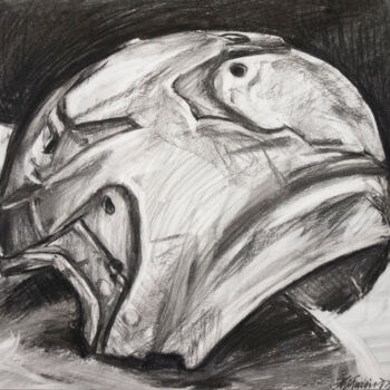 Disegno intitolato ""The lost helmet" -…" da Romain Héjé, Opera d'arte originale, Carbone