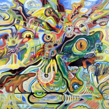 Malerei mit dem Titel "Psykeogm" von Romain Lecornu, Original-Kunstwerk, Öl
