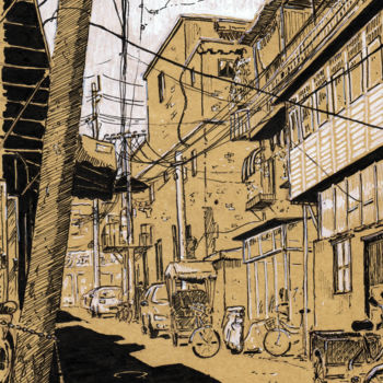 Drawing titled "Hutong, ses dernièr…" by Romain-Olivier Thieulot, Original Artwork