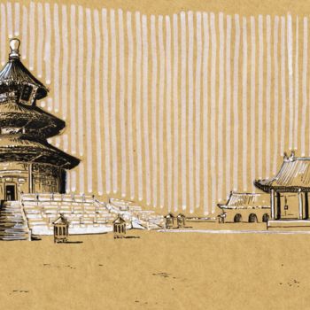 Drawing titled "Temple du ciel" by Romain-Olivier Thieulot, Original Artwork