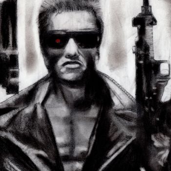 Dessin intitulée "Terminator" par Romain Rousseau, Œuvre d'art originale, Fusain