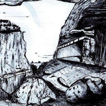 「Area51」というタイトルの描画 Romain Rousseauによって, オリジナルのアートワーク, ボールペン