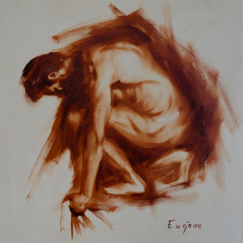 Peinture intitulée "Nu en Monochrome 07" par Romain Eugène, Œuvre d'art originale, Huile