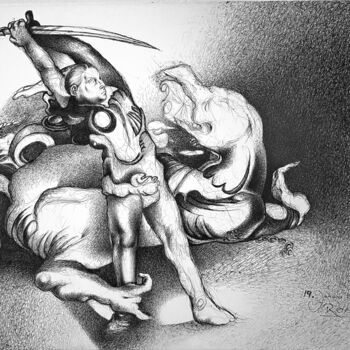 Disegno intitolato "The defeat of weakn…" da Roman, Opera d'arte originale, Penna gel
