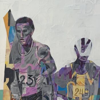 Malerei mit dem Titel "42 kilometers. Race…" von Roman Esin, Original-Kunstwerk, Acryl Auf Keilrahmen aus Holz montiert