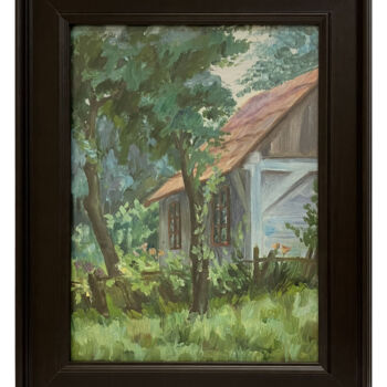 Painting titled "House in the forest" by Roman Grischenko, Original Artwork, Oil
