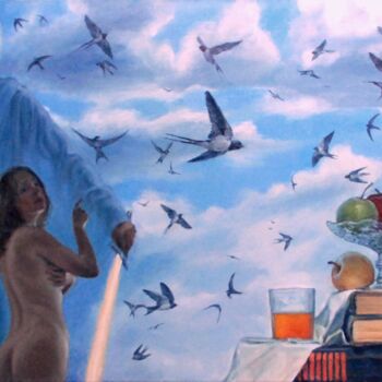 Pittura intitolato "Изгнание из рая" da Roman Ivanishchev, Opera d'arte originale, Olio