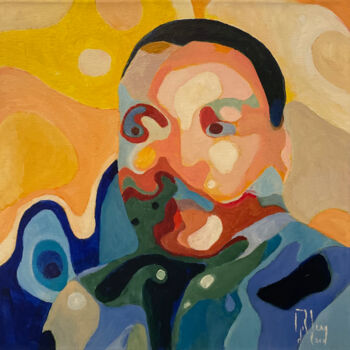 Картина под названием "Luther King, portra…" - Román Manrique De Lara, Подлинное произведение искусства, Масло