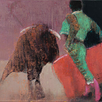 Malarstwo zatytułowany „Bullfighting” autorstwa Роман Найден, Oryginalna praca, Olej