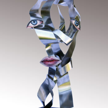 Скульптура под названием "man of steel" - Roman Rabyk, Подлинное произведение искусства, Нержавеющая сталь