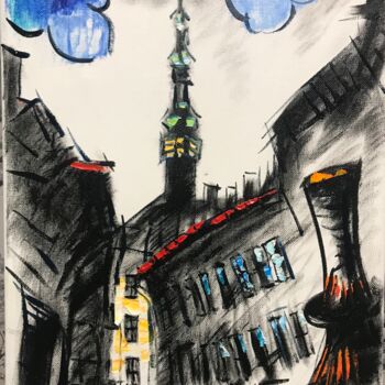 Painting titled "old Tallinn" by Roman Sleptsuk, Original Artwork, Acrylic