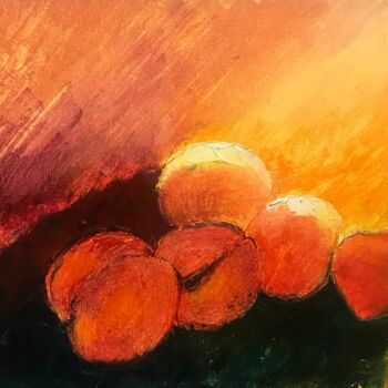 Painting titled "the peaches" by Roman Sleptsuk, Original Artwork, Oil