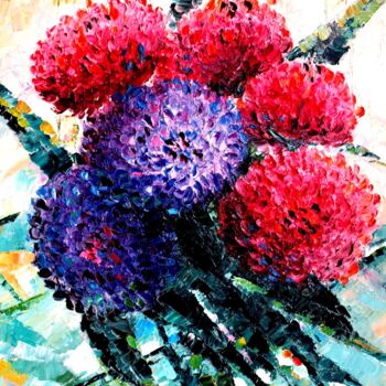 Painting titled "floral" by Roman Sleptsuk, Original Artwork, Oil