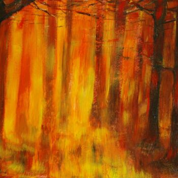 Painting titled "Flames of sunset" by Roman Sleptsuk, Original Artwork, Acrylic