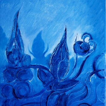 Painting titled "a blue" by Roman Sleptsuk, Original Artwork, Oil