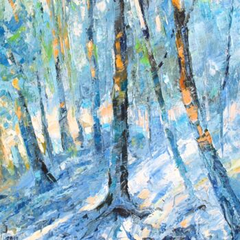 Картина под названием "in the forest" - Roman Sleptsuk, Подлинное произведение искусства, Масло